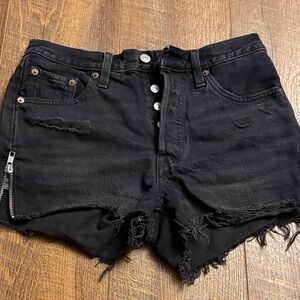 Levi's Black Distressed Jean Shorts